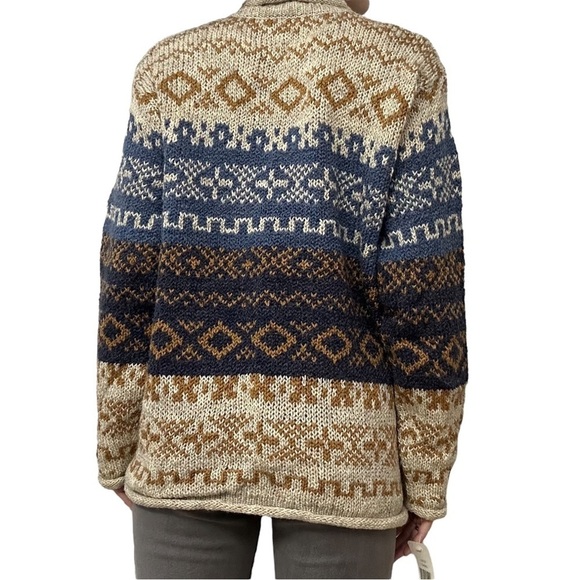 Vintage Men’s Sweater Pullover Crewneck Knit Grandpa Fair Isle Size Medium New - Picture 2 of 6
